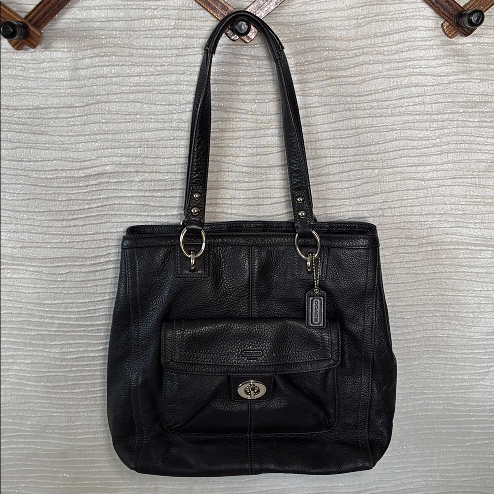Coach Black Pebble Leather Tote Bag